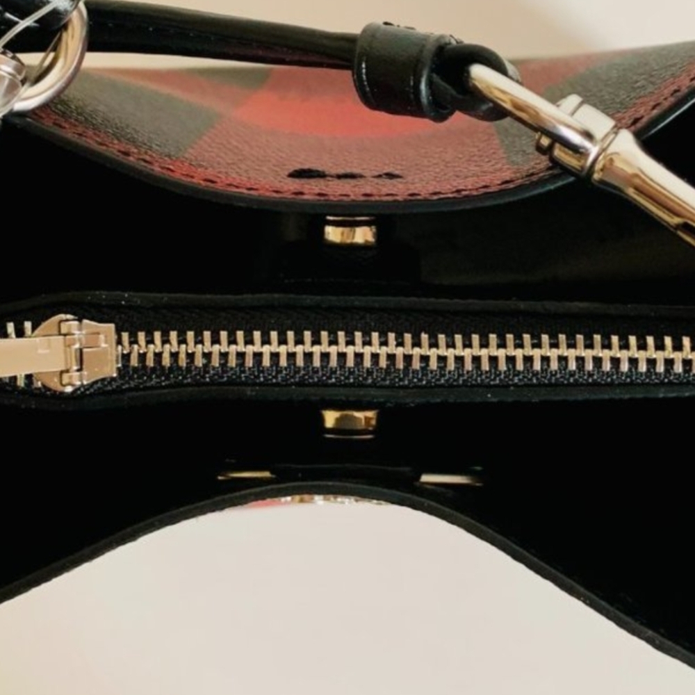 Coach SET Mini Town Buffalo Plaid Mini Town Bucket Bag & Cardholder Coin Purse - Picture 7 of 9